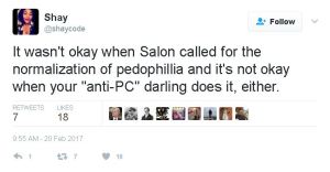 This egalitarian, classical liberal is right, but where was the left to condemn Salon?